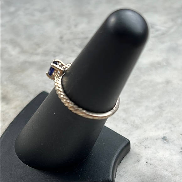 Vintage Sapphire Rope Design Ring, Size 6, Simulated Sapphire, 1970-1980’s Ring - Picture 4 of 10